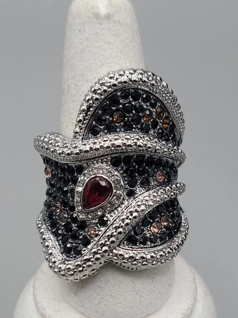 Vintage Twisted Geometric Ring / Elegant Water Drop Crystal CZ Ring Size 10